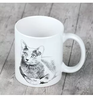 Russisch Blau - Tasse mit Katze, fröhliche Tasse für Hundefreunde, personalisiertes Geschenk der Marke Art-Dog