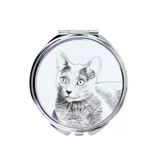 Bleu russe - miroir de poche avec un chat, miroir personnalisé pour sac à main, miroir compact avec impression de la marque Art-Dog