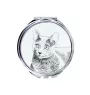 Russian Blue - pocket mirror with a cat, personalized mirror for a purse, compact mirror with Art-Dog brand print
