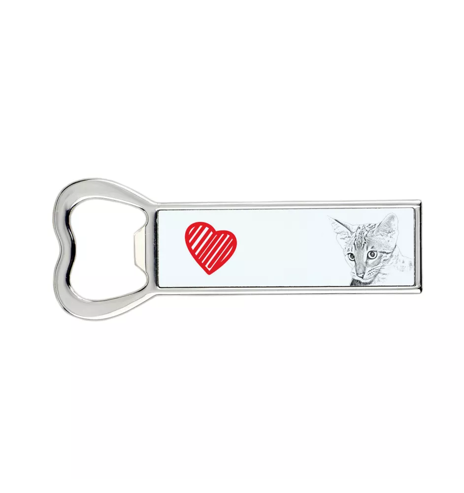Savannah - bottle opener with a cat, personalized fridge opener, unique gift for men by Art-Dog brand