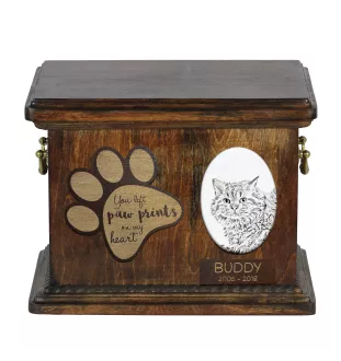 Selkirk Rex Katze I - Eine Urne für die Asche einer Katze, eine Urne für eine Katze mit Foto, eine personalisierte Katzenasche-Box der Marke Art-Dog.