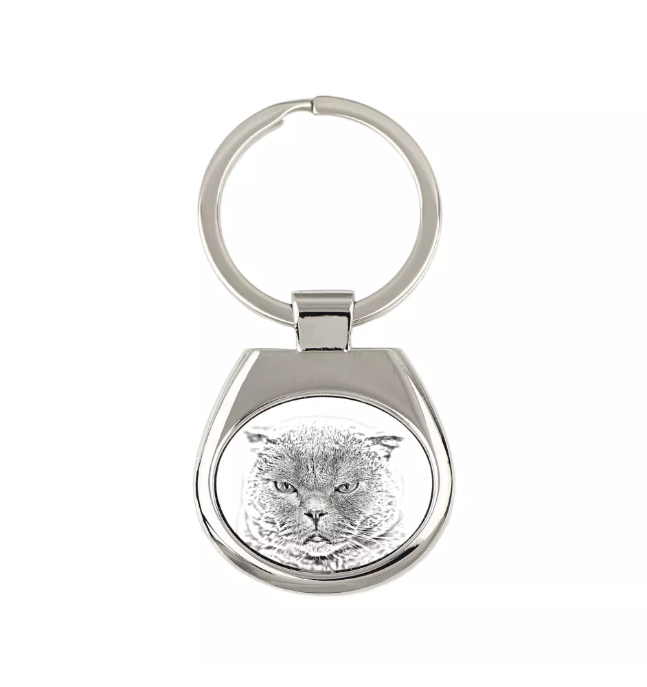 Fold écossais - porte-clés avec un chat, porte-clés imprimé, breloque personnalisée de la marque Art-Dog