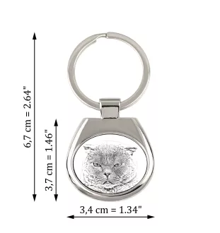 Fold écossais - porte-clés avec un chat, porte-clés imprimé, breloque personnalisée de la marque Art-Dog