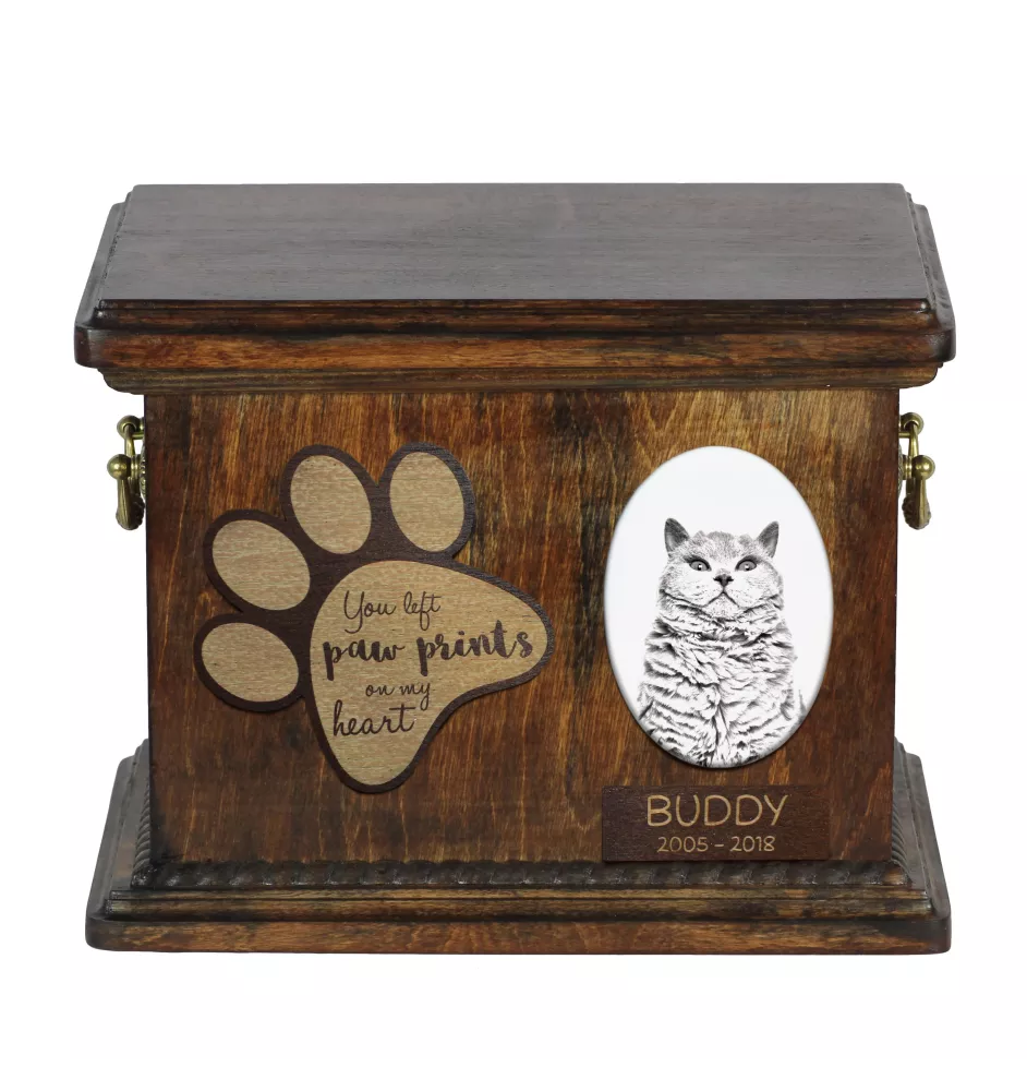 Selkirk Rex drewniana urna dla kota Art-Dog