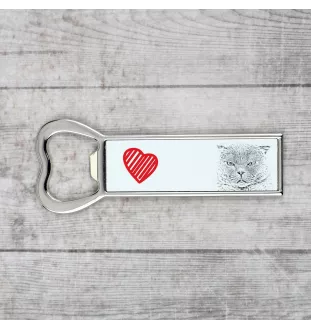 Scottish Fold - bottle opener with a cat, personalized fridge opener, unique gift for men by Art-Dog brand