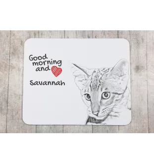 Savannah - tapis de souris imprimé, tapis de souris personnalisé avec un chat, un gadget unique pour un employé de bureau de la marque Art-Dog