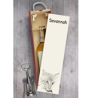 Savannah - boîte à vin avec un chat, boîte à alcool avec une illustration, boîte personnalisée pour cadeau de la marque Art-Dog