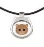 Selkirk Rex - collier pendentif avec une illustration sur une chaîne en cuir de la marque Art-Dog