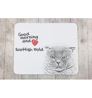Scottish Fold - mouse pad with print, personalized cat pad, unique gadget for an office worker from the Art-Dog brand