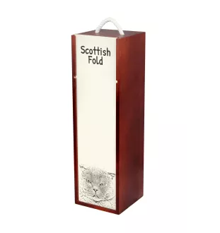 Scottish Fold - wine box with a cat, alcohol box with graphics, personalized gift box from the Art-Dog brand