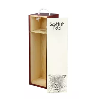 Scottish Fold - wine box with a cat, alcohol box with graphics, personalized gift box from the Art-Dog brand