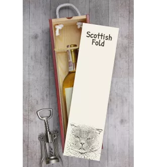 Scottish Fold - wine box with a cat, alcohol box with graphics, personalized gift box from the Art-Dog brand