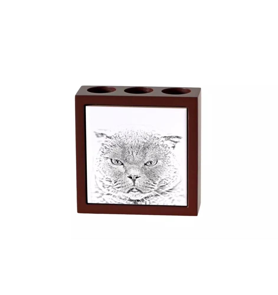 Schottische Falte - Stifthalter mit Katze, Schreibtischorganizer mit Aufdruck, personalisierte Schreibtischdekoration von der Marke Art-Dog