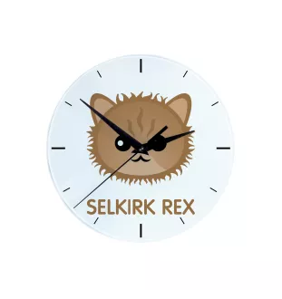 Selkirk Rex - MDF clock with graphics and the Art-Dog brand name