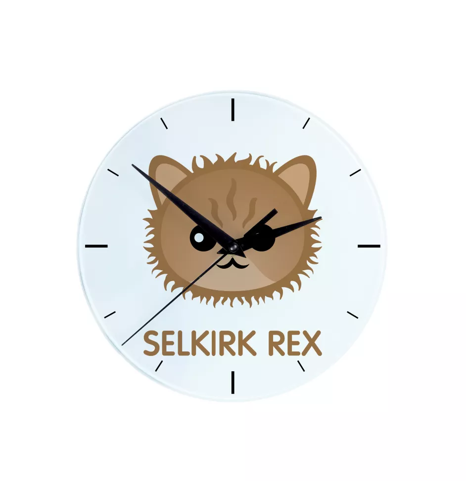 Selkirk Rex - MDF clock with graphics and the Art-Dog brand name