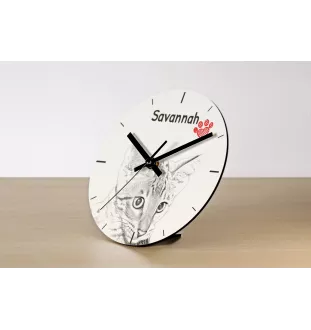 Savannah - horloge murale avec un chat, horloge de table avec impression, décoration personnalisée de la maison de la marque Art-Dog