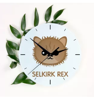 Selkirk Rex - MDF-Uhr mit Grafik und Logo der Marke Art-Dog