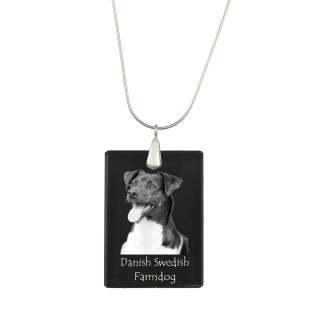 Danish-Swedish Farmdog - Crystal pendant with dog, silver necklace with photo, personalised pendant by Art-Dog brand