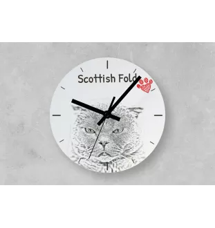 Fold écossais - horloge murale avec un chat, horloge de table avec impression, décoration personnalisée de la maison de la marque Art-Dog