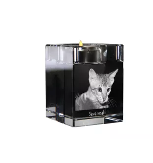 Savannah - Candle holder with cat photo, crystal tealight holder, personalised gift by Art-Dog brand