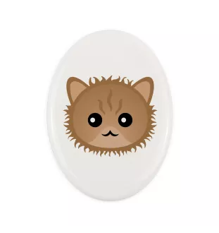 Selkirk Rex - une plaque funéraire en céramique avec une illustration et un texte de la marque Art-Dog