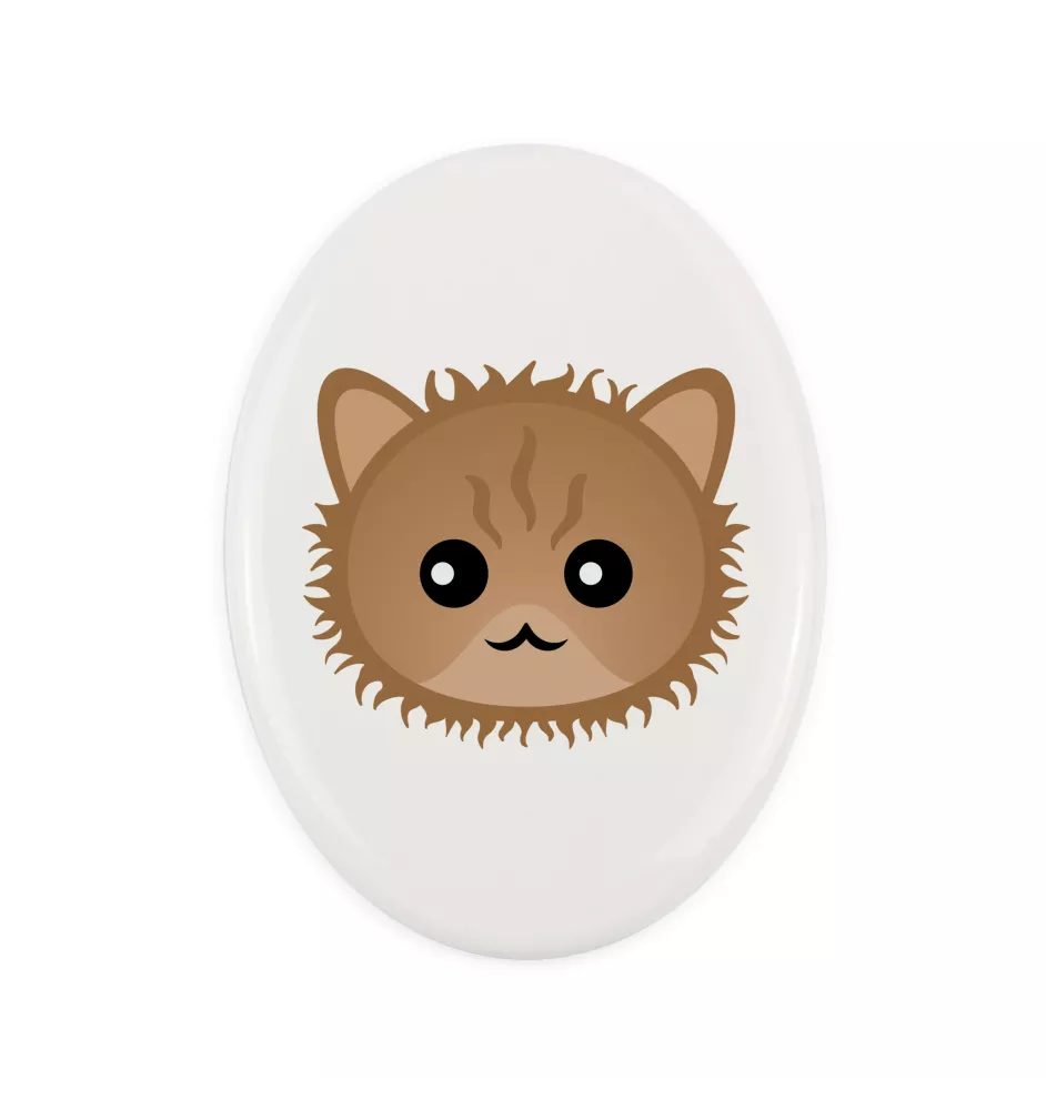 Selkirk Rex - ceramic tombstone plaque with graphics and inscription by Art-Dog brand