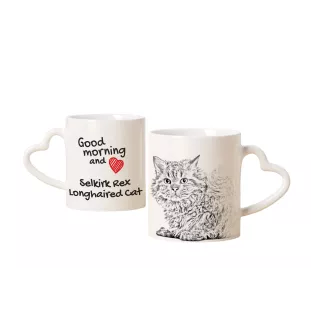 Selkirk Rex Katze I Tasse mit Katze, entzückende Tasse mit herzförmigem Henkel, universelles Geschenk der Marke Art-Dog
