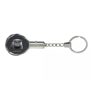 Schottische Falte - Fob with cat photo, crystal key ring in gift box, unique gift by Art-Dog brand