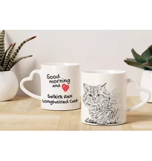 Chat Selkirk Rex I - tasse avec un chat, une tasse adorable avec une anse en forme de cœur, un cadeau universel de la marque Art-Dog