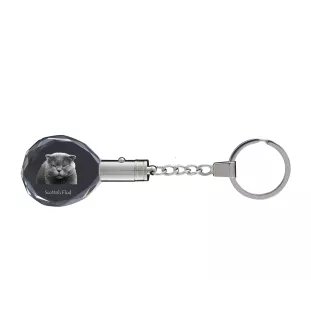 Scottish Fold - Fob with cat photo, crystal key ring in gift box, unique gift by Art-Dog brand