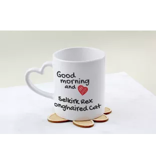 Selkirk Rex Cat I - cat mug, adorable heart-shaped handle mug, universal gift from Art-Dog brand