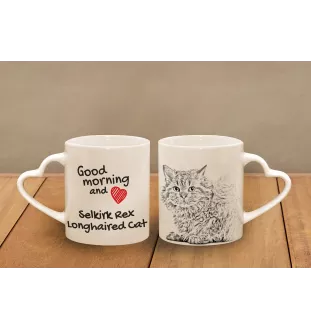 Selkirk Rex Katze I Tasse mit Katze, entzückende Tasse mit herzförmigem Henkel, universelles Geschenk der Marke Art-Dog
