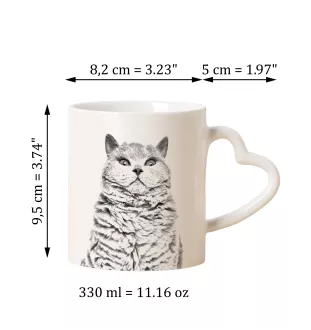 Selkirk Rex Tasse mit Katze, entzückende Tasse mit herzförmigem Henkel, universelles Geschenk der Marke Art-Dog