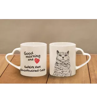 Selkirk Rex - cat mug, adorable heart-shaped handle mug, universal gift from Art-Dog brand