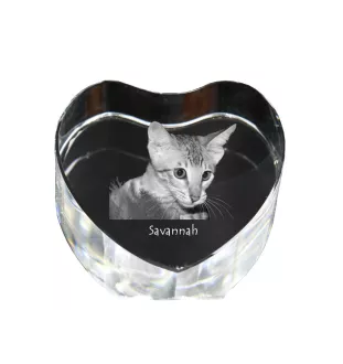 Savanne - Kristalluhr mit Katzenbild, Herzregal-Uhr, personalisierte Standuhr von Art-Dog.