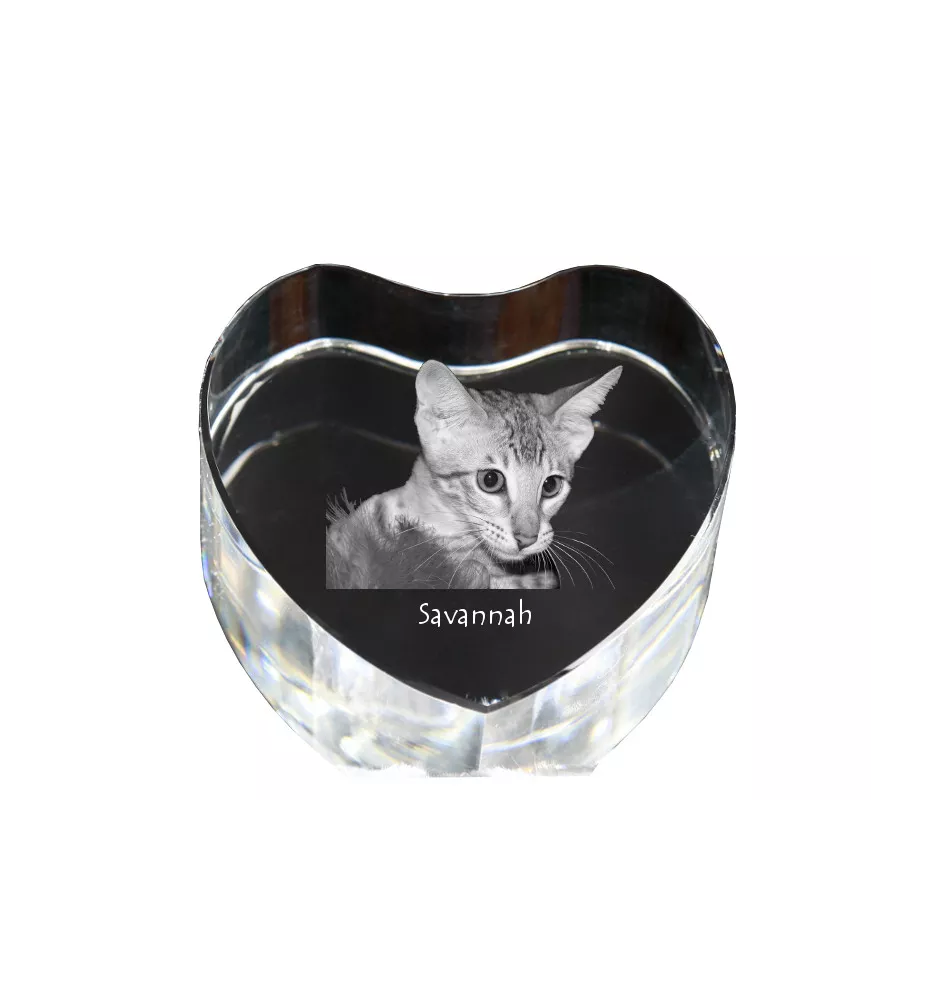 Savanne - Kristalluhr mit Katzenbild, Herzregal-Uhr, personalisierte Standuhr von Art-Dog.