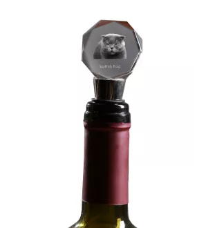 Scottish Fold - Bottle stopper, crystal wine stopper with cat photo, personalised gift for bartender by Art-Dog brand
