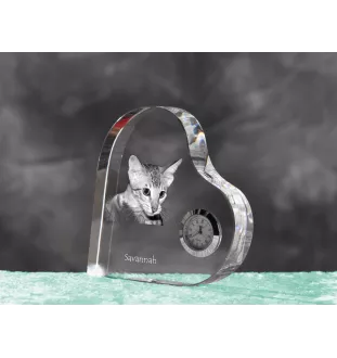 Savanne - Kristalluhr mit Katzenbild, Herzregal-Uhr, personalisierte Standuhr von Art-Dog.
