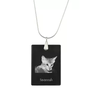 Savannah - Crystal pendant with cat, silver necklace with photo, personalised pendant by Art-Dog brand