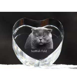 Scottish Fold - crystal clock with a picture of a cat, heart-shaped shelf clock, personalized standing clock by Art-Dog brand