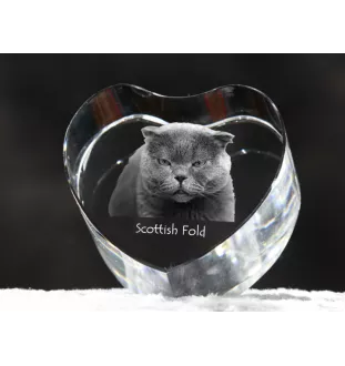 Scottish Fold - crystal clock with a picture of a cat, heart-shaped shelf clock, personalized standing clock by Art-Dog brand