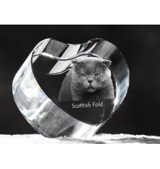 Scottish Fold - crystal clock with a picture of a cat, heart-shaped shelf clock, personalized standing clock by Art-Dog brand