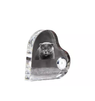 Schottische Falte - Kristalluhr mit Katzenbild, Herzregal-Uhr, personalisierte Standuhr von Art-Dog.