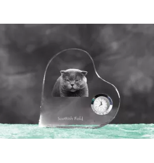 Szkocki zwisłouchy zegar w kształcie serca z kotem Art-Dog