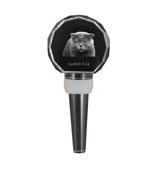 Scottish Fold - Crystal bottle stopper with cat, unique wine stopper with photo, personalised gift for sommelier by Art-Dog brand