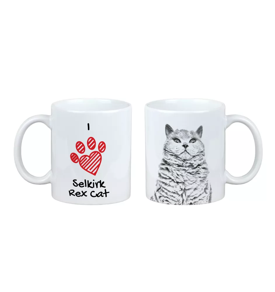 Selkirk Rex kubek z kotem I love Art-Dog