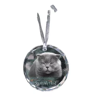 Fold écossais - boule de Noël en cristal avec une photo, photo d'un chat dans le cristal, décoration personnalisée pour sapin de Noël de la marque Art-Dog