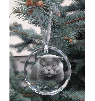 Schottische Falte - Kristallkugel mit Foto, Katzenfoto im Kristall, personalisierter Weihnachtsbaumanhänger von Art-Dog.