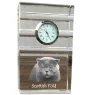 Fold écossais - une horloge en verre avec une photo, une photo de chat dans un cristal, une horloge de bureau personnalisée de la marque Art-Dog