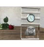 Fold écossais - une horloge en verre avec une photo, une photo de chat dans un cristal, une horloge de bureau personnalisée de la marque Art-Dog